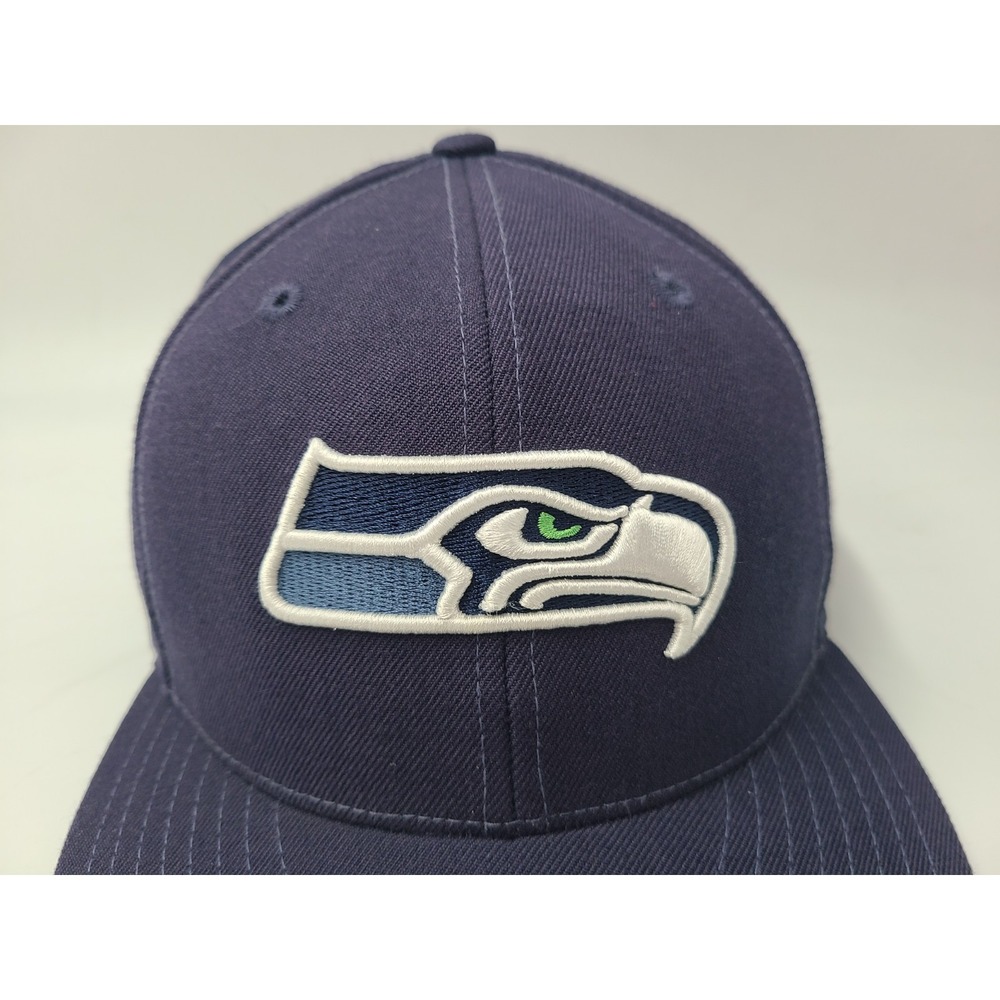 Seattle Seahawks Reebok Fitted 7 7/8 Hat Cap Wool Men Women NFL Football Blue - Picture 4 of 14